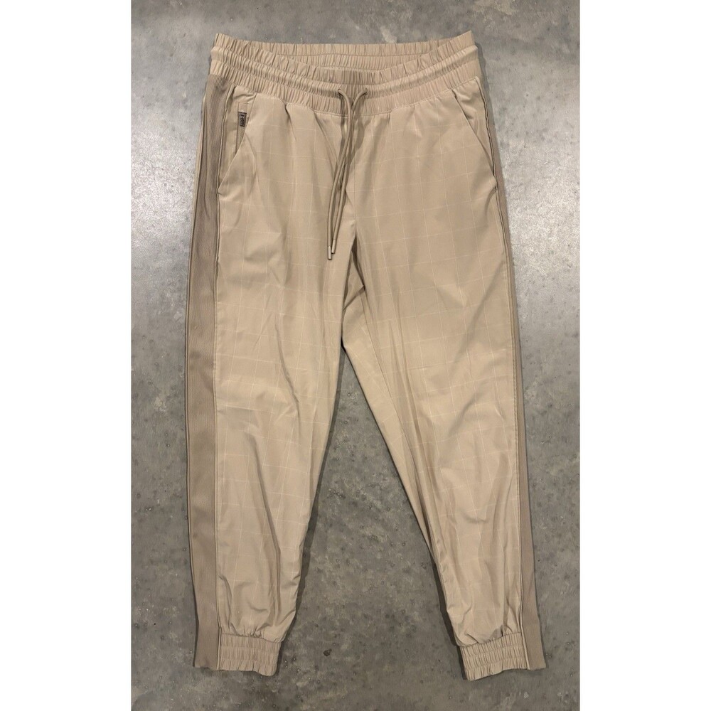 Athleta Brooklyn Textured Jogger Ankle Pants Windowpane Beige Womens Sz 4